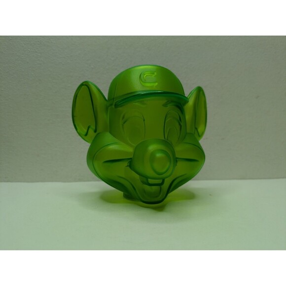 CHUCK E CHEESE Pizza COIN BANK Transparent Lime Neon Green Head 2009 Collectible - Picture 1 of 4